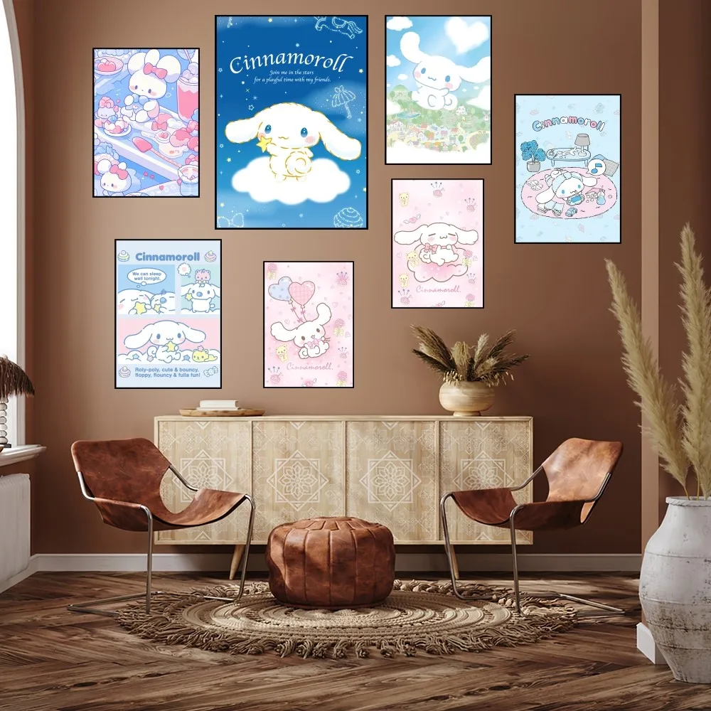 Cute Cinnamoroll Dog Poster Prints Wall Painting Bedroom Living Room Decoration Office Home