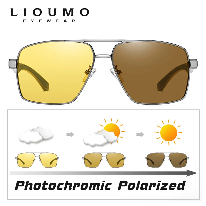 Lioumo óculos de sol fotocromáticos inteligentes homens polarizados visão noturna goggle mulheres anti-reflexo óculos de condução uv400 gafas de sol