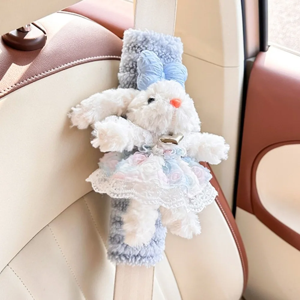 

Plush Rabbit Car Seat Strap Pads Soft Comfortable Seatbelt Shoulder Pad Universal Shoulder and Neck Protection Seatbelt Cover