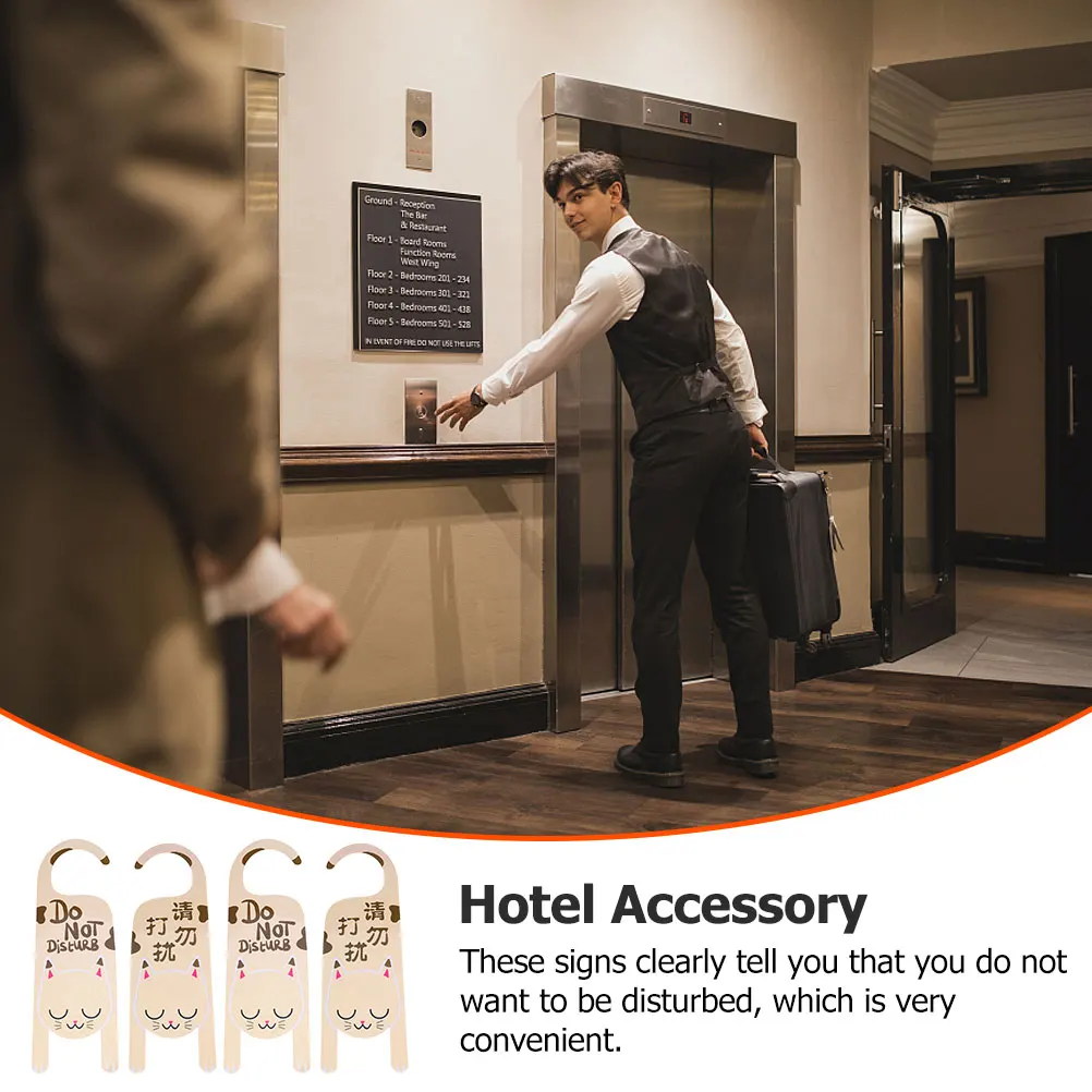 

4pcs Door Hanger Signs Pvc Do Not Disturb Hotel Office Supply Hanging Knob Sign Durable Waterproof Long Lasting Use