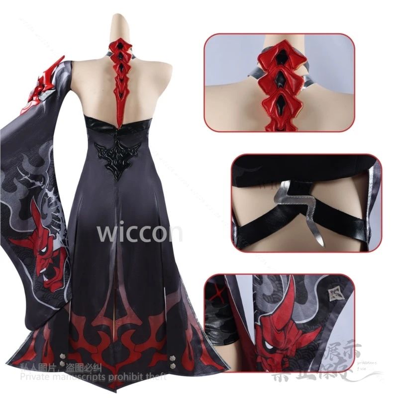 Acheron Anime Rood Blauw Kostuum Spel Honkai Star Rail Uniform Blauw Witte Pruik Vrouwelijke Rollenspel Carnaval Party Halloween Aangepast