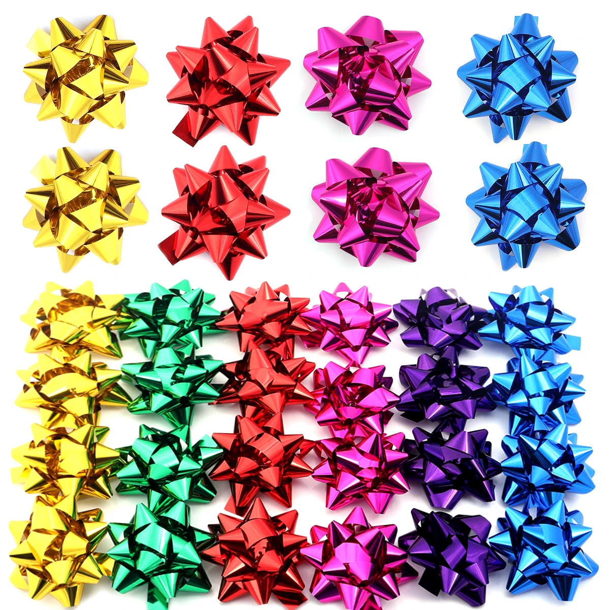 3,8/5/6/7cm Bunte 3D-Sternblumen-Dekorationen DIY Selbstklebende Schleifenbänder Papier-Geschenkverpackung für festliche Weihnachten und Hochzeiten