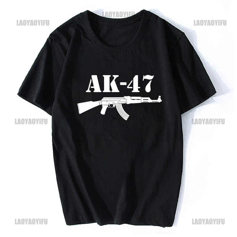 AK47 الرجال المطبوعة قصيرة الأكمام تي شيرت ، جولة الرقبة ، عارضة ، قمم القطن تنفس ، أزياء الصيف ، جديد ، حار