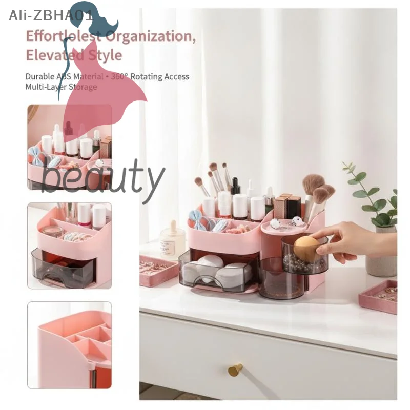 Clear Drawer Makeup Organizer Multi Grid Compartment Dustproof Cosmetic Storage Box for Dressing Table Bathroom Countertop