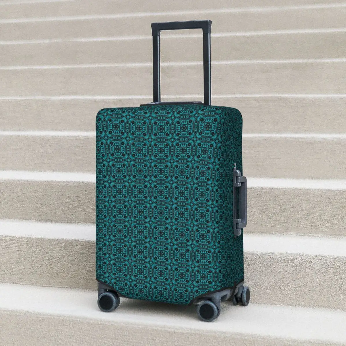 Geometric Cyan Graffiti Suitcase Cover Psychedelic Fun Cruise Trip Protection Luggage Accesories Holiday Christmas Gift