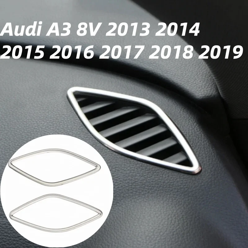 

2PCS LHD Car Stickers For Audi A3 8V 2013-2019 Front AC Outlet Cover Air Conditioning Vent Sticker Stainless Steel Accessories
