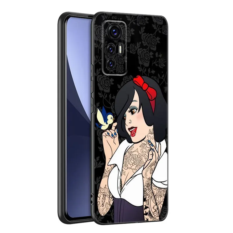 Tattoo Princess Black Phone Case For Xiaomi 10 11 13 12 Lite NE 9T 10T 11T 12T 12S 13T 14 Pro 9 SE 10i 11i 12X Civi 2 3 4 5G