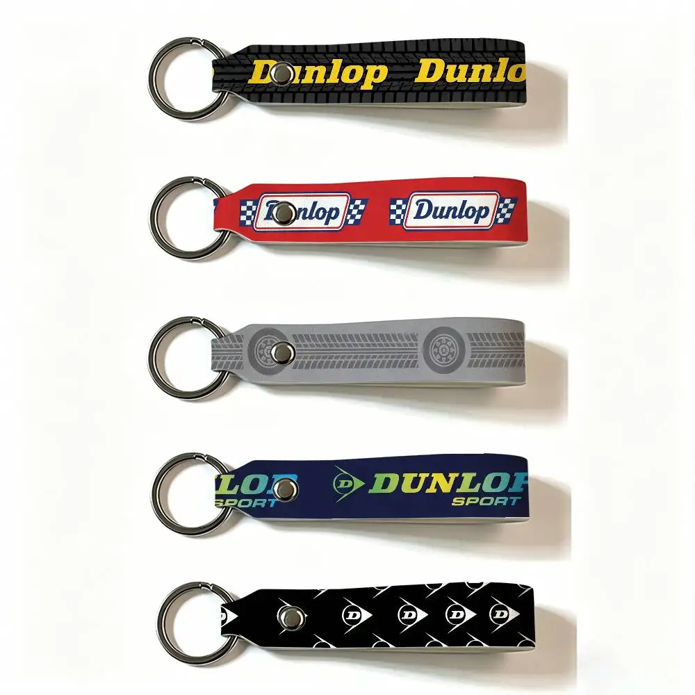 Motorcycle Dunlop PU Leather Keychain Minimalist Key Holder Durable Key Organizer Car Keys Bag Accessories Gift