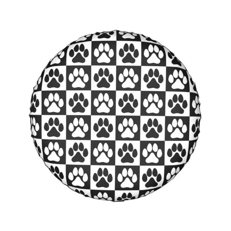 Cats Footprint Checkerboard Spare Tire Cover for Jeep Mitsubishi Pajero Checkered SUV RV Trailer Car Wheel 14