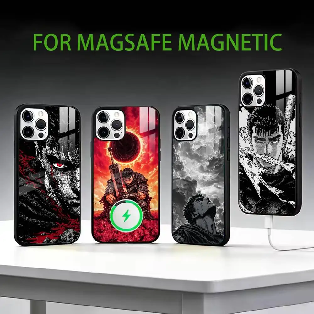 

C-Comic Berserk Guts Plating Phone Case For iPhone17,16,15,14,13,12,11 Plus,Pro Max Magnetic For Magsafe Wireless Charging