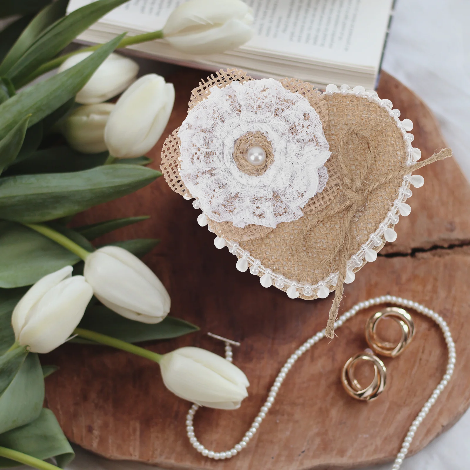 

Heart Shaped Ring Pillow Jewelry Storage Box Gift Wedding Anniversary Valentine Mother Engagement Decoration Container Case
