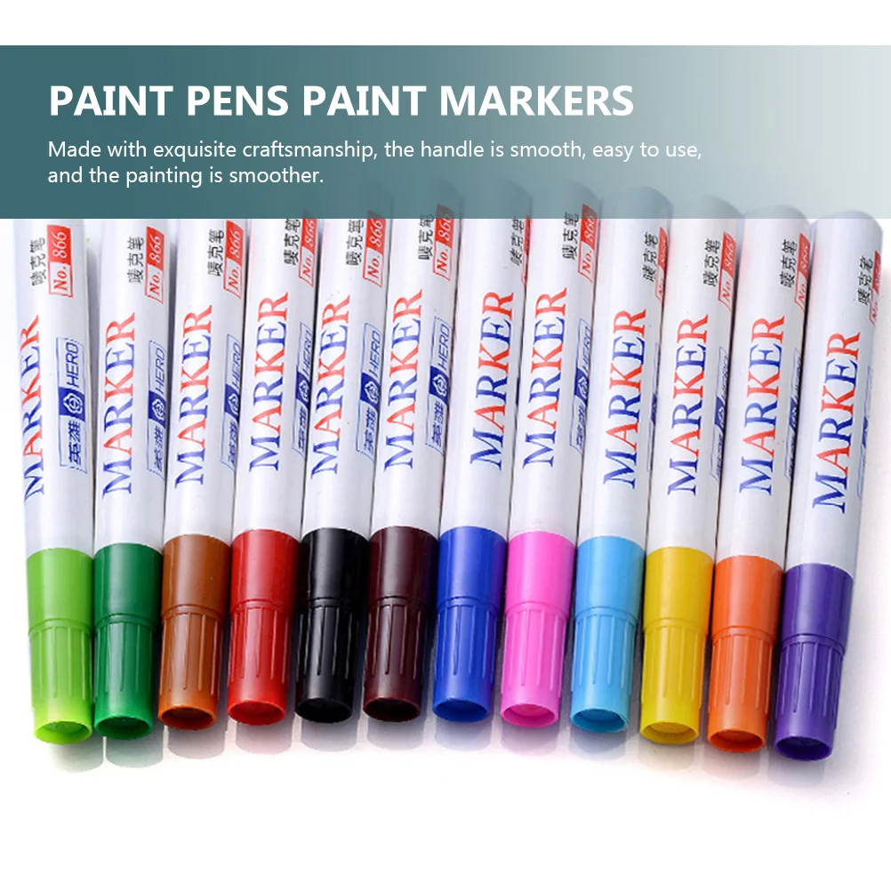 

12 Pcs Marker Paint Pens Fine Tip Oil Based Markers for Glass Paintbrush Colorful Permanent