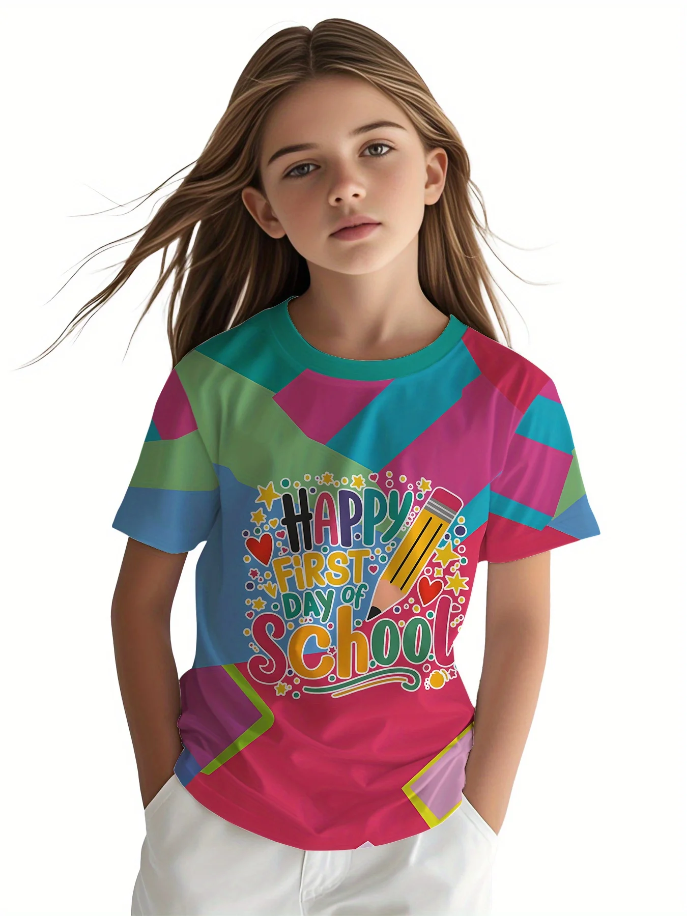 Little Girls Back to School Graphic Tee, Bright 