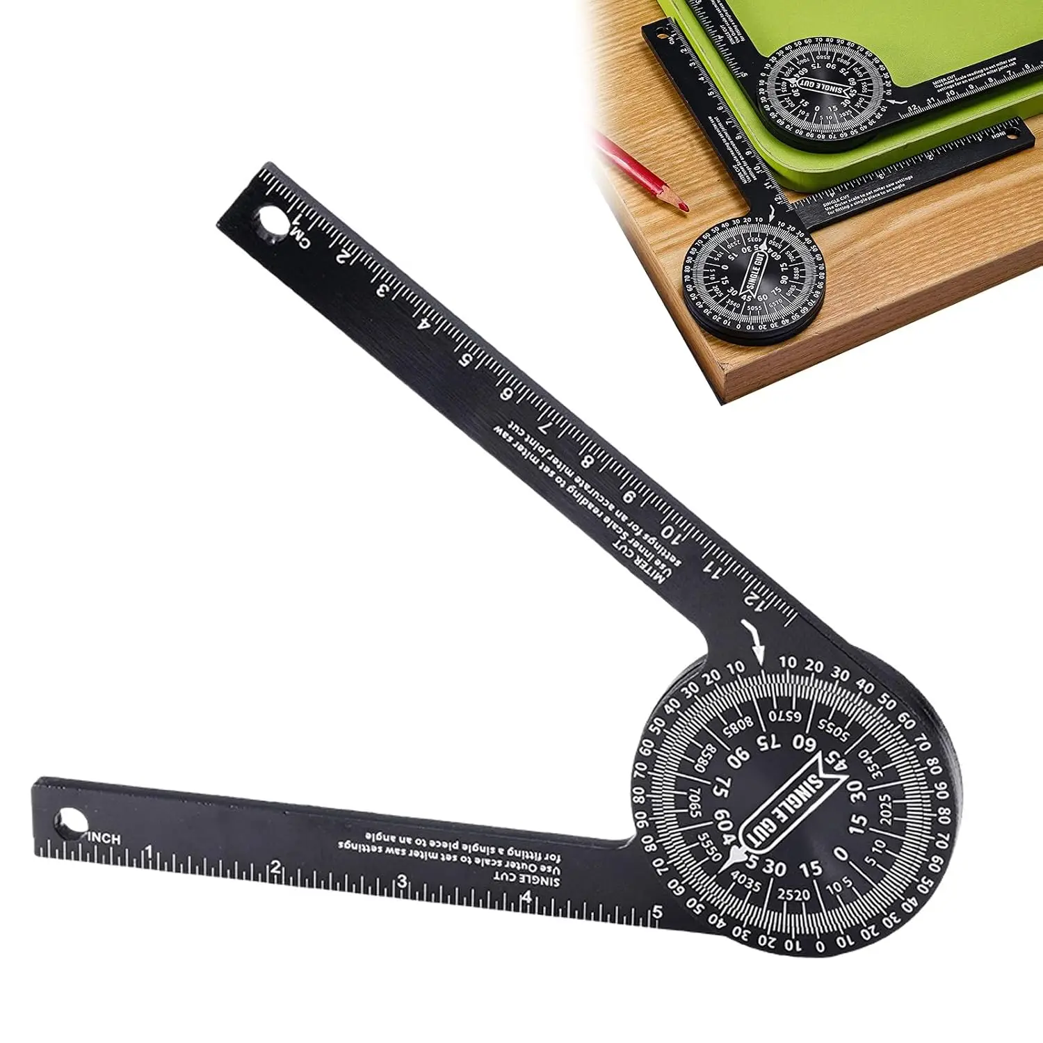 Aluminum Miter Saw Protractor 7 Inch Angle Finder for Carpenters DIY Rust-Proof Aluminum Laser-Engraved Scales