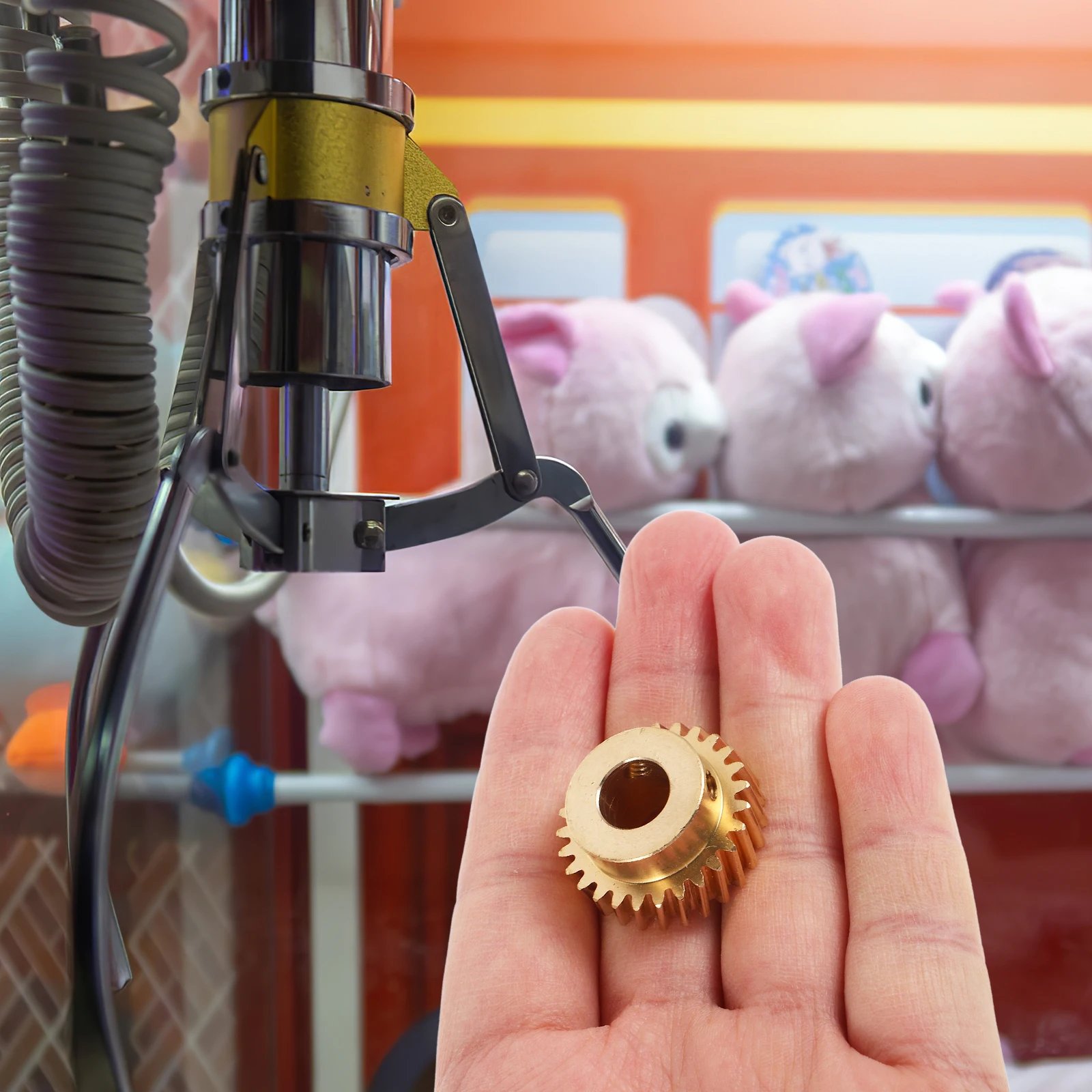 Flat Tooth Copper Gear Claw Machine Parts Dual Hole Metal Pinion Gears Vending Machine Tools Repair Manual Gaming Components