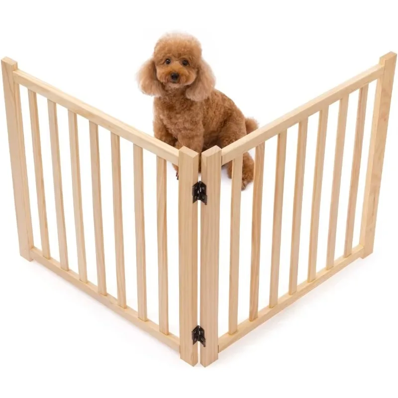 

Custom standing Heavy Duty Gates Wood Puppy Safety Fence Wooden standing Foldable Dog Gate Pet Gate