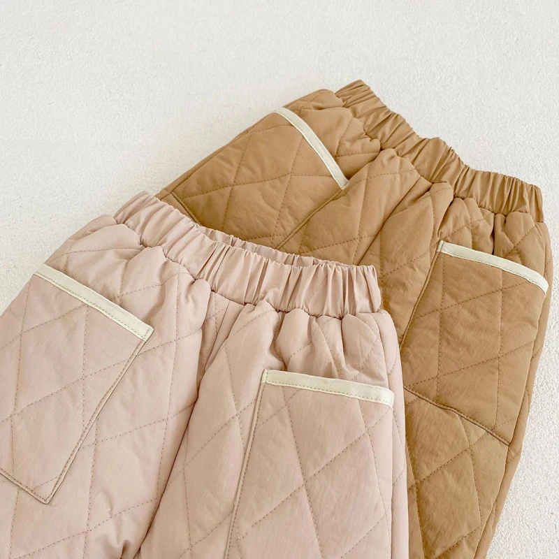 Autumn and Winter New 0-3 Year Old Baby Clothing Baby Diamond Clip Cotton Pants Thickened Versatile Pants