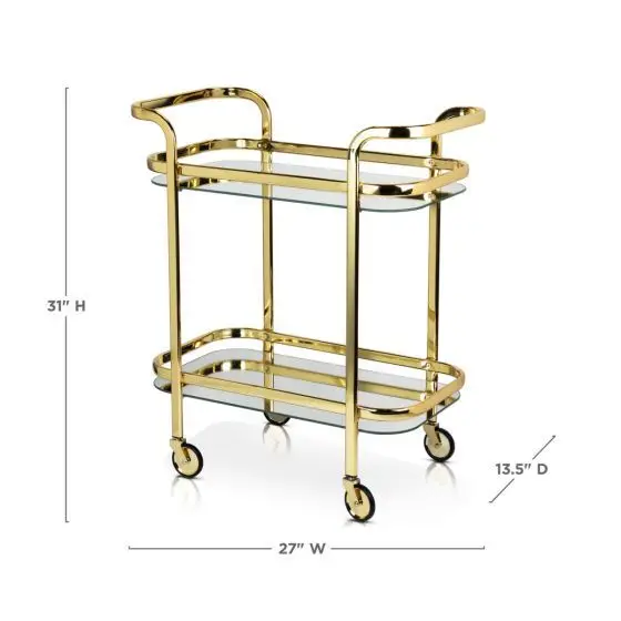 golden plated and black glass serving cart/3 tier bar cart bright gold/barware gold bar cart 3 tier serving tea cart gold marble