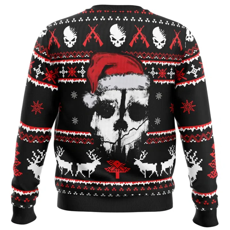 Ghost Sniper Gothic Style Men's Ugly Christmas Crewneck Sweatshirt Unisex Soft Comfy Stylish Relaxed-Fit Plus Size Autumn Winter