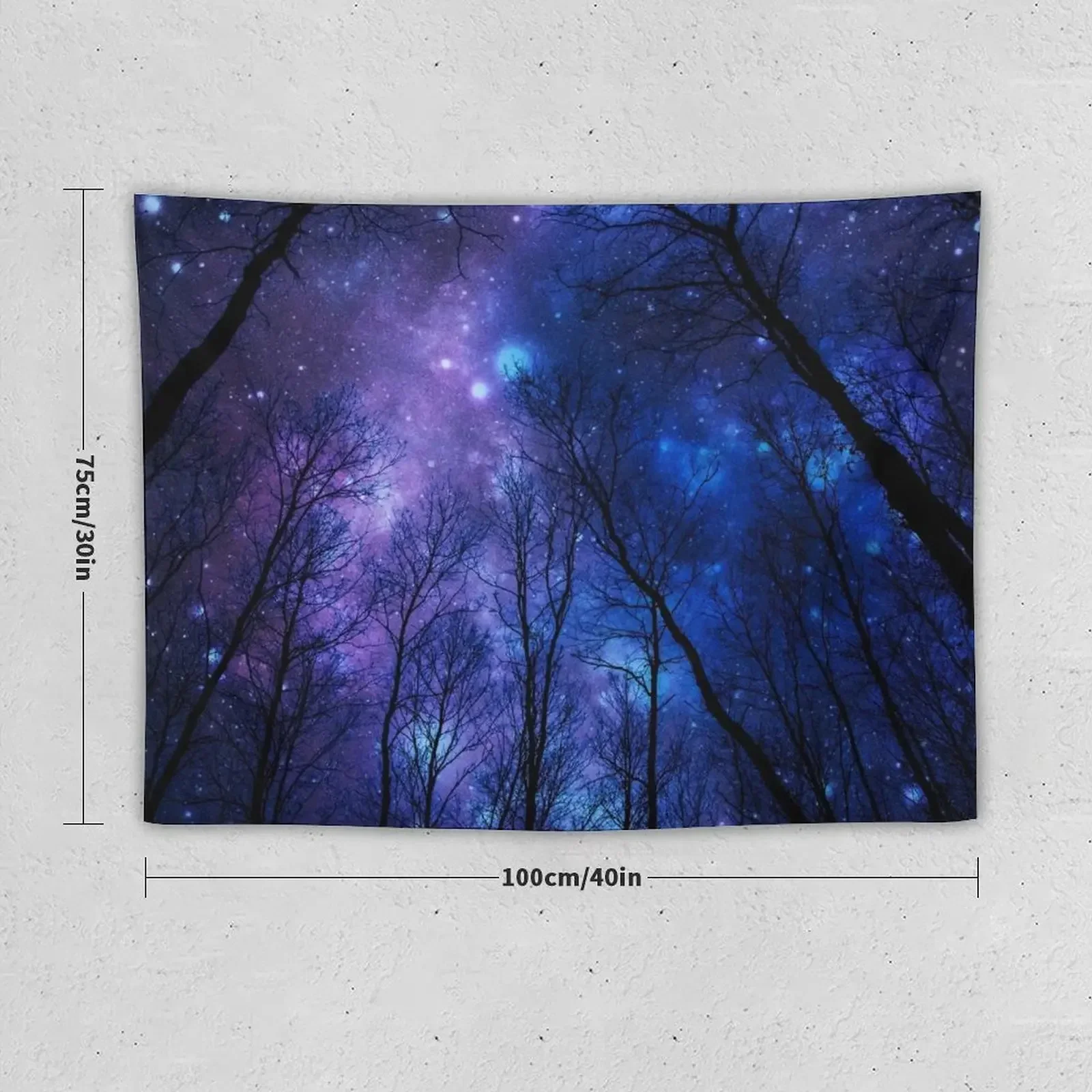 Black Trees Deep Blue Purple Space Tapestry Aesthetic Room Decor Korean Wall Decoration Bed Room Decoration Tapestry