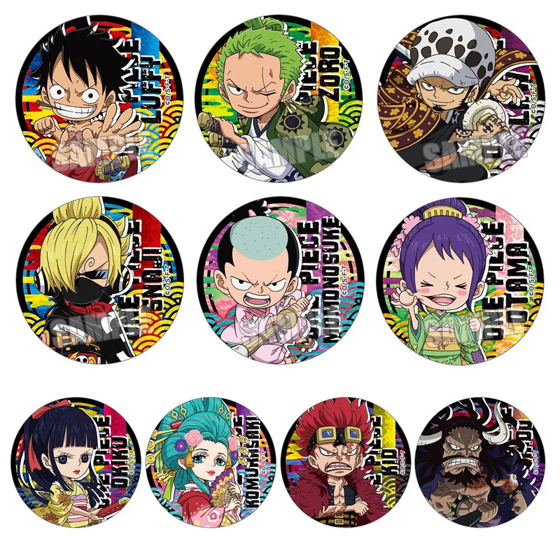 

One Piece Q Version Anime Badge Luffy Trafalgar Law Eustass Kid 10 Types Pins Brooch Collection Pirate King Manga Merchandise