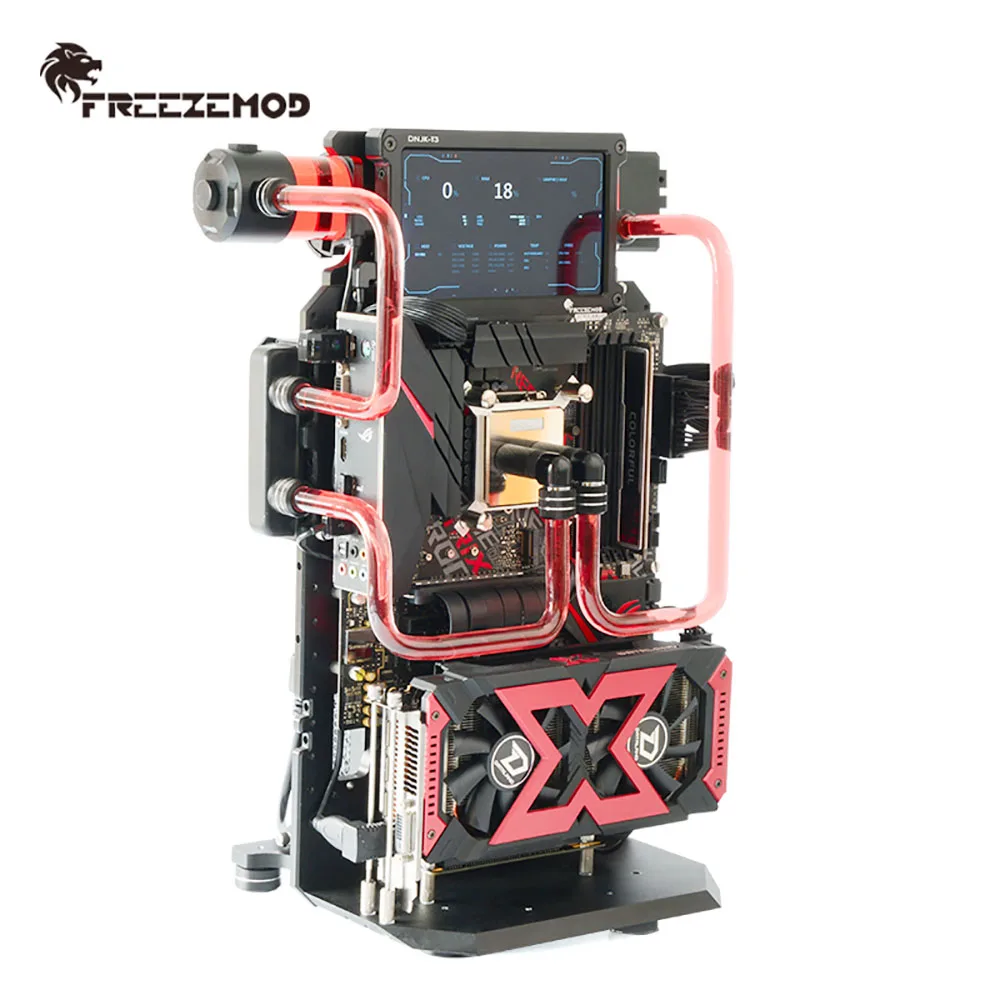 

FREEZEMOD Water Cooling PC Gamer Cabinet Case Open Type Full CNC Aluminum Desktops Horizontal/Vertical ATX Body Frame KFJX-V1