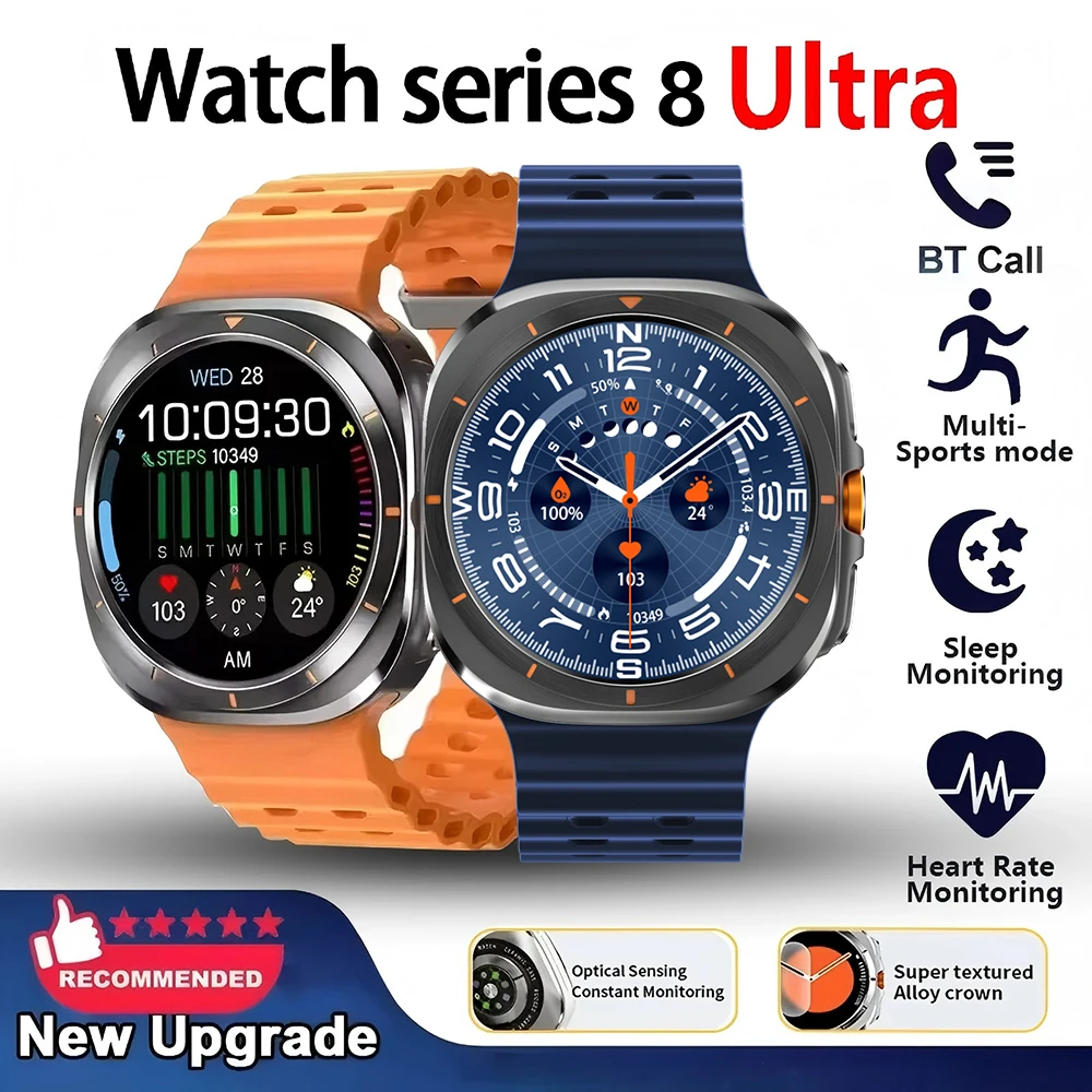 

4GB Smart Watch 8 Ultra 2025 Color Matching GPS Compass Smart Watch BT Call NFC IP68 Waterproof Health Monitoring Reduction 100%