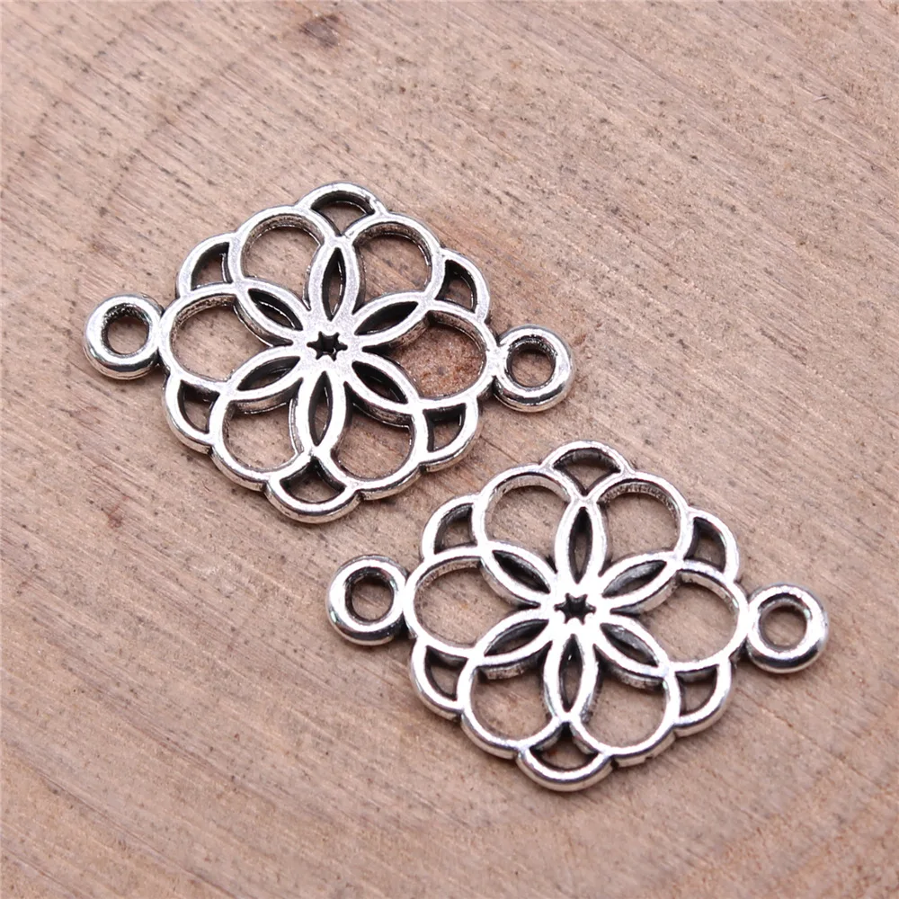 30pcs 21x15mm Alloy Charm Floral Of life Pendant EF3707