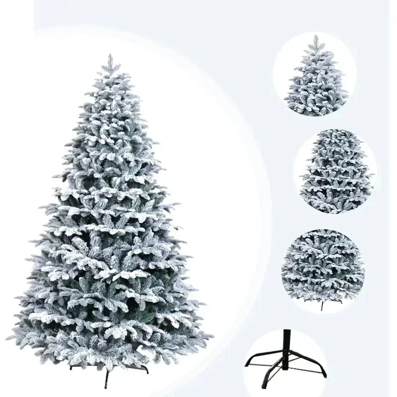 White Snow Christmas Tree 120cm/150cm/180cm PE+PVC Flocking Christmas Atmosphere Home Decoration Artificial Christmas Tree