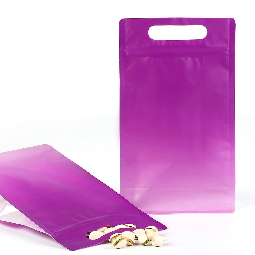 Resuable Multi-Pp Storage Plastic Bags, Zip Lock Pouches, Smell- Proof with Hang Hole, Matte Purple, Eco Friendly, 50 Pcs