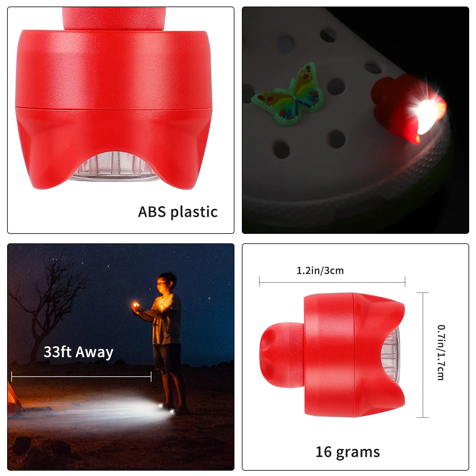 2 pçs faróis para croc sapato luminoso encantos decoração footlight caminhadas acampamento aviso footlight esportes ao ar livre iluminação