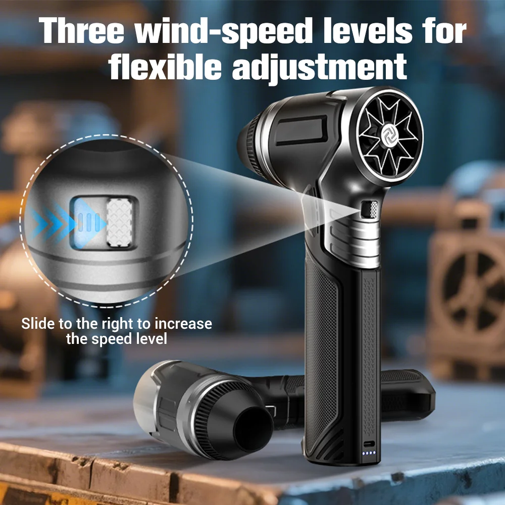 

Car Violent Air Blower Gun Powerful Handheld Turbo Fan 53MM Brushless Motor High-Speed 800G Thrust 15000mA Rechargeable Blower