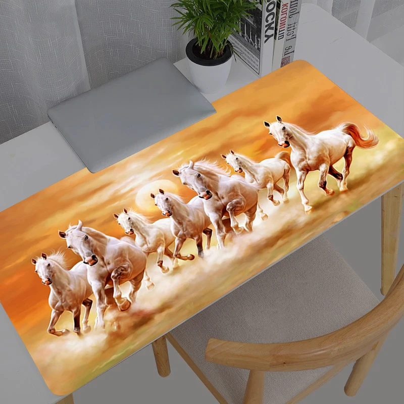 Tapis de souris style peinture à l'huile Steed, grand format XXL, pour clavier et bureau, tapis de souris en caoutchouc pour gamer, tapis de souris pour ordinateur portable