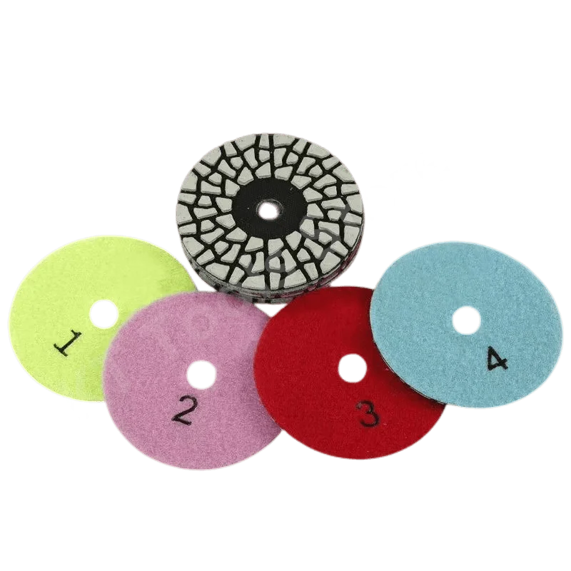 4Pcs 3/4Inch 4 Steps Diamond Polishing Pads Dry Polish Pad Kit Granite Marble Quartz Stone Countertop Sanding Disc Tools