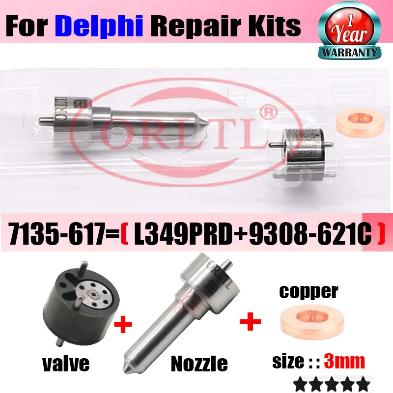 7135-617 NOZZLE L349PRD +VALVE 9308-621C FOR EJBR06001D EJBR03801D 9656389980 9688438580 Diesel Injector Repair Kits