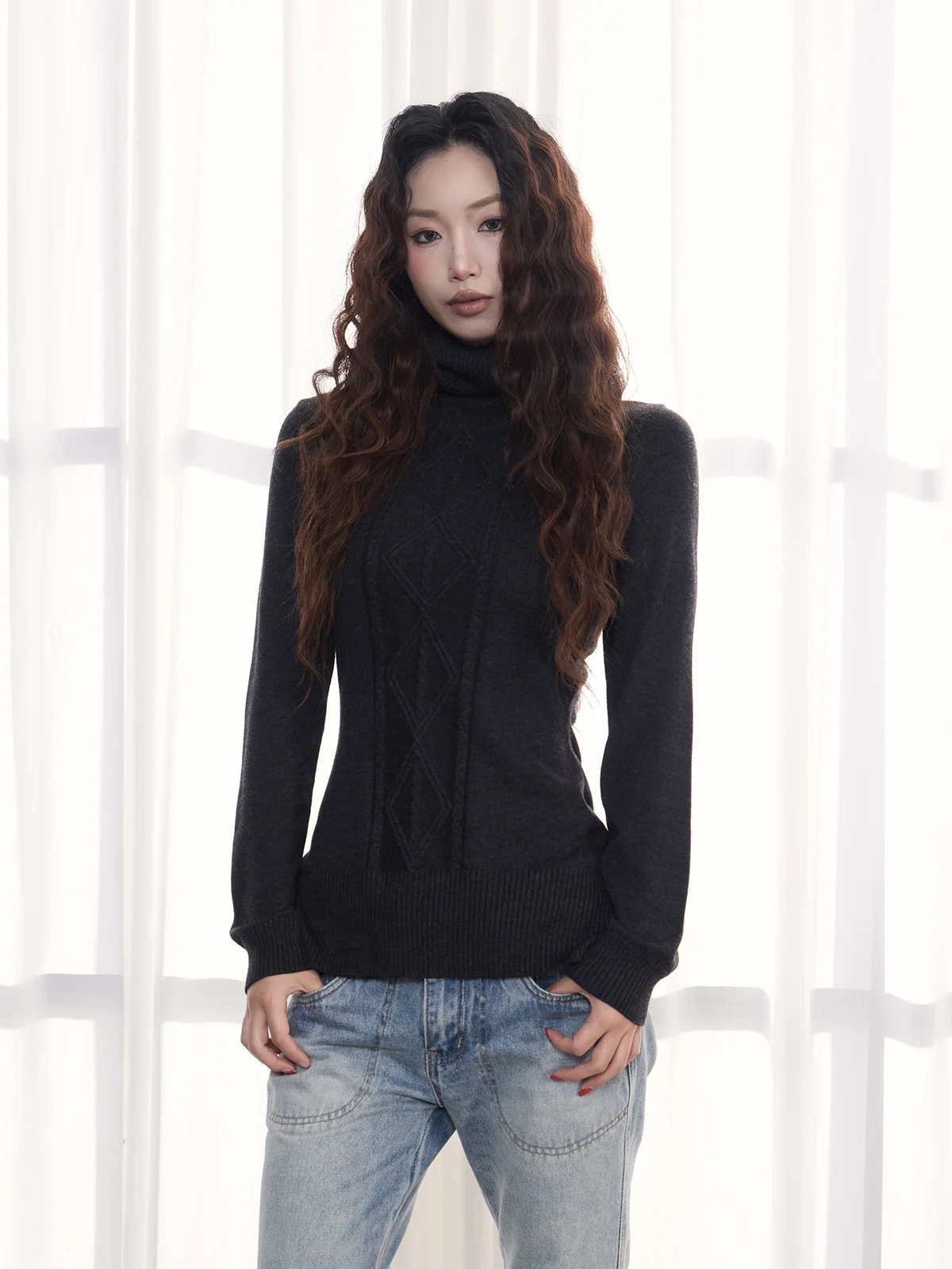 

American Retro Lazy Sle High Collar Twist Knitted Loose Inner Warm Base Knitwear for Men And Women Youth Daily Wear Long Sl...