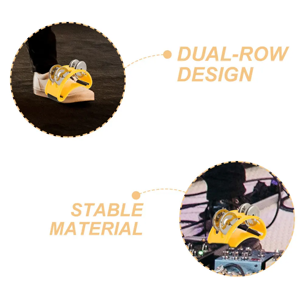 

2Pcs Foot Tambourines Dual-Row Design Ergonomic Percussion Instrument for Music Performance and Dance Rhythm Accompaniment