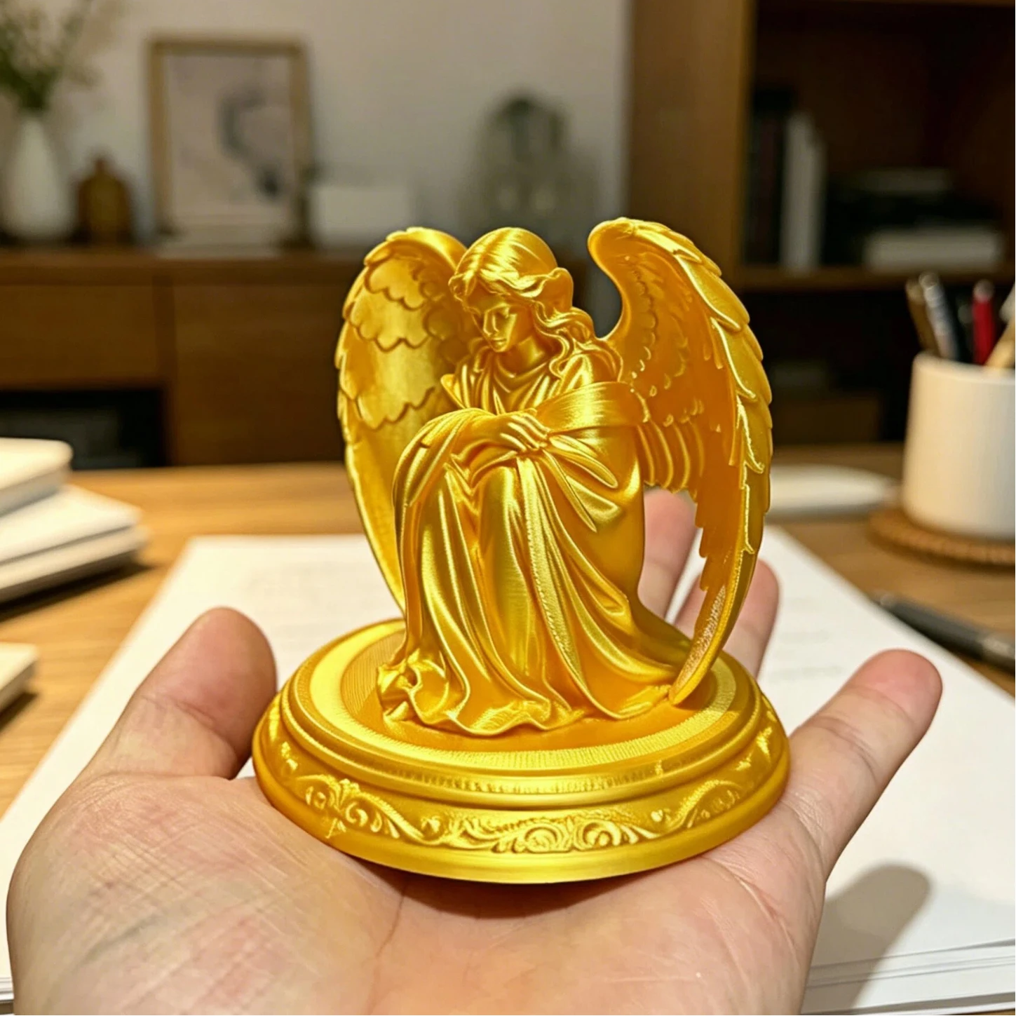 Sitting Angel Figurine, Exquisite Guardian Angel Sculpture for Home Decor, Aesthetic Room Desktop Ornament, Perfect  Gift