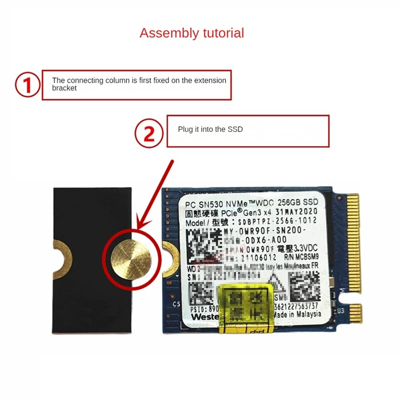 M2 Solid-State Drive Adapter M2 2230 SSD To 2242 Converter Card 2230 To 2242 Extension Bracket