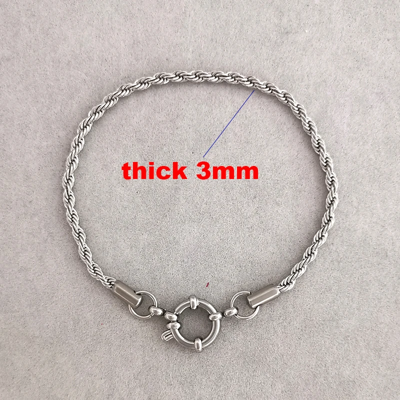 QMHJE-pulsera con cierre de ancla para hombre y mujer, cadena de cuerda giratoria de acero inoxidable, rueda de marinero, eslabón geométrico básico