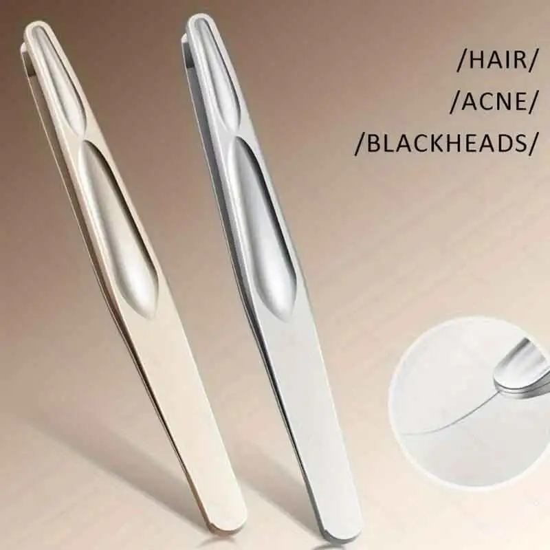 1 個プロフェッショナルピンチ防止ひげピンセットステンレス鋼眉毛ピンセット - にきびにきび正確な髪 & つけまつげ