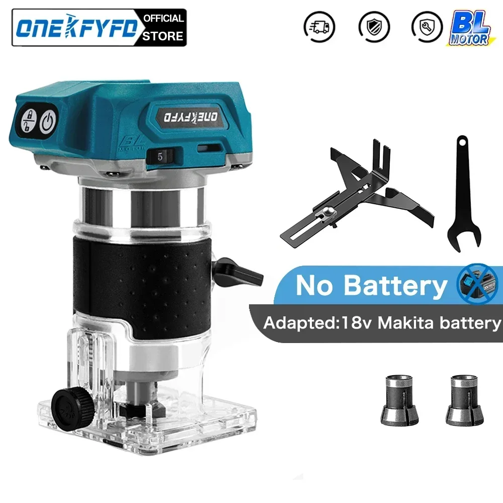 

5 Speeds Brushless Electric Hand Trimmer Cordless Wood Router Woodworking Engraving Slotting for Makita 18V Battery No Battery