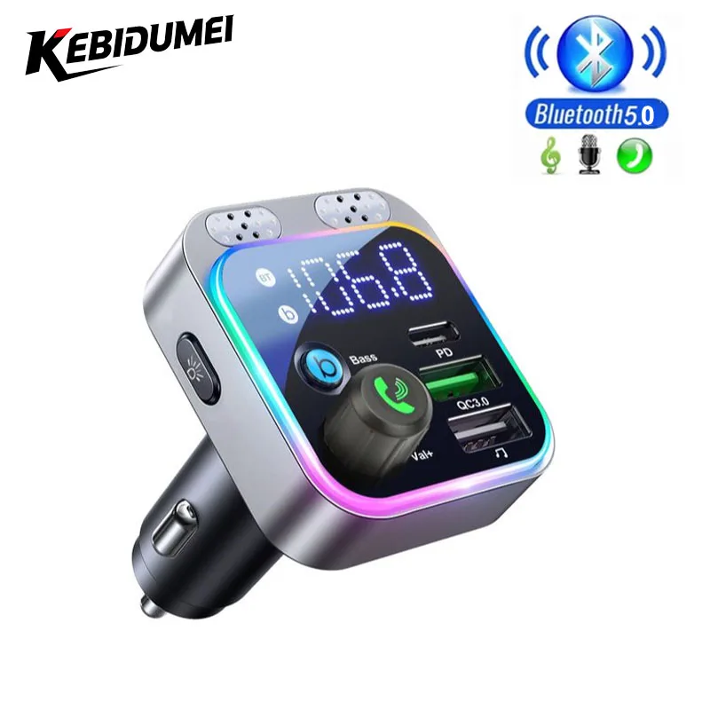 KEBIDUMEI Car Bluetooth FM Transmitter Car Charger Digital Display Adapter For Car FM Car Fast Charger Electronic Accessories