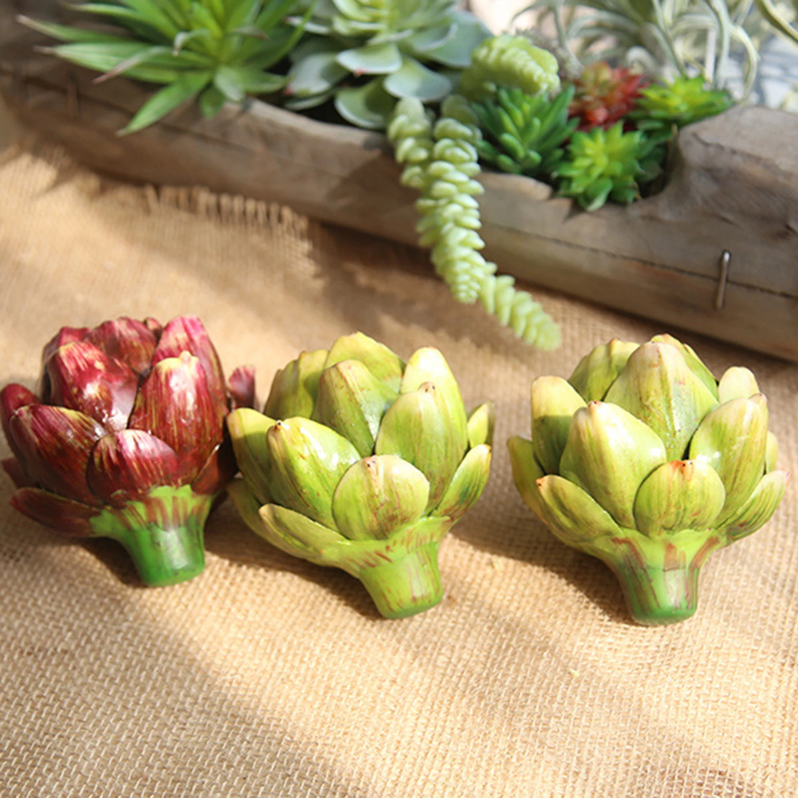 Alcachofas artificiales realistas para decoración de panadería, jardín de infantes, foto de mesa, arreglo de frutas y verduras, 2 uds.