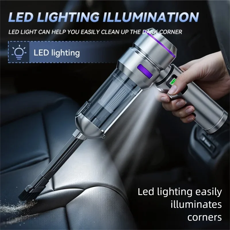 Car-mounted dual-use vacuum cleaner for blowing and suction, brushless high-power dust removal, integrated inflation, digital di