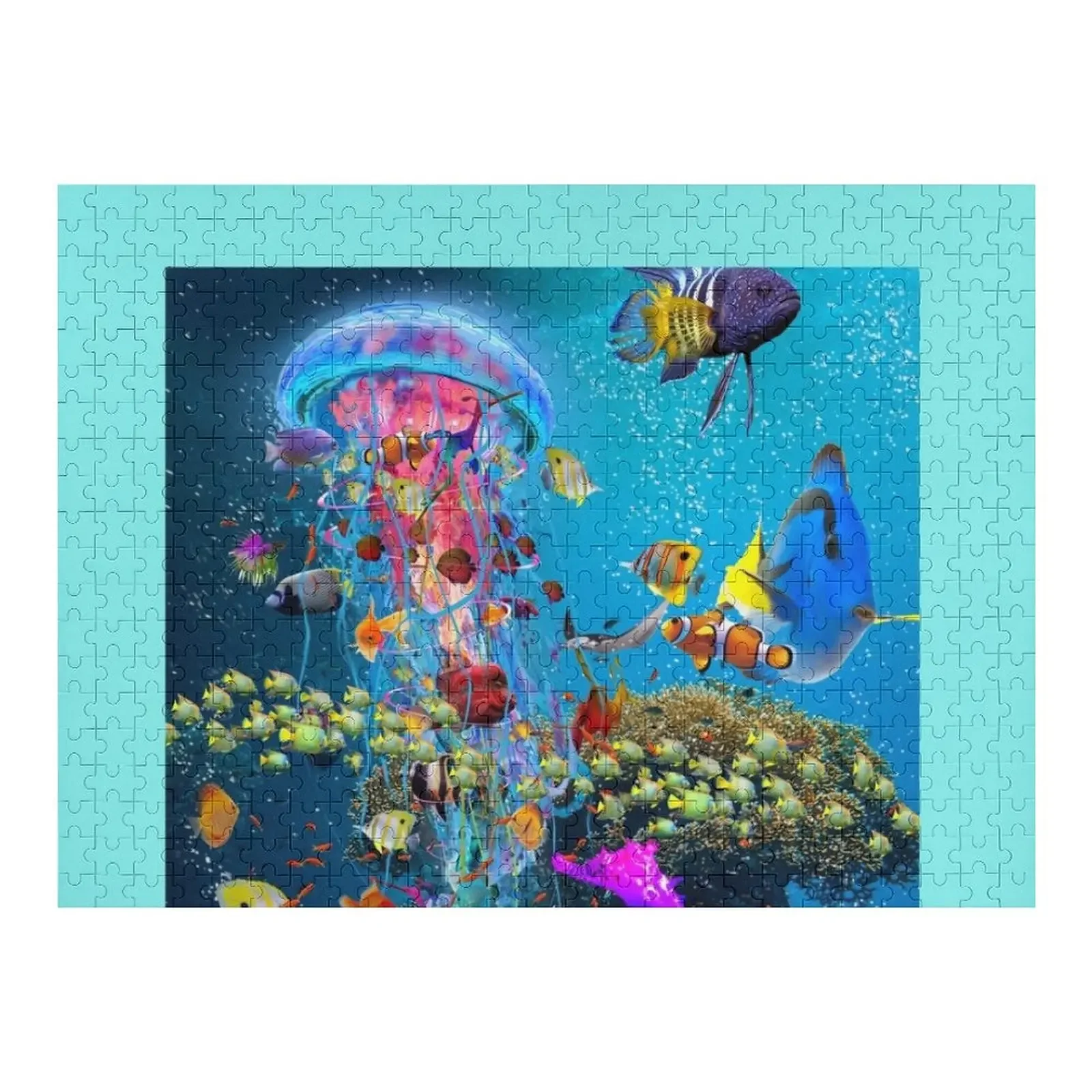 

Пазл с медузой и рифом, деревянные пазлы для взрослых, деревянные коробки, таможенные с фотопазлом