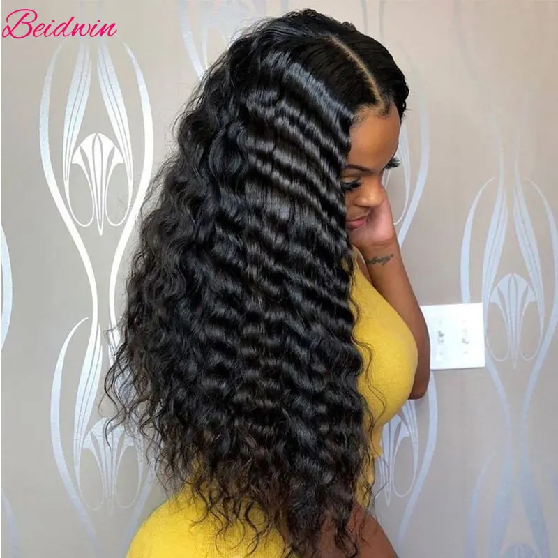 

32 inch 34 inch 180 Density Deep Wave Lace Front Human Hair Wigs For Women Brazilian 13x4 Curly Lace Frontal Wig Pre Plucked
