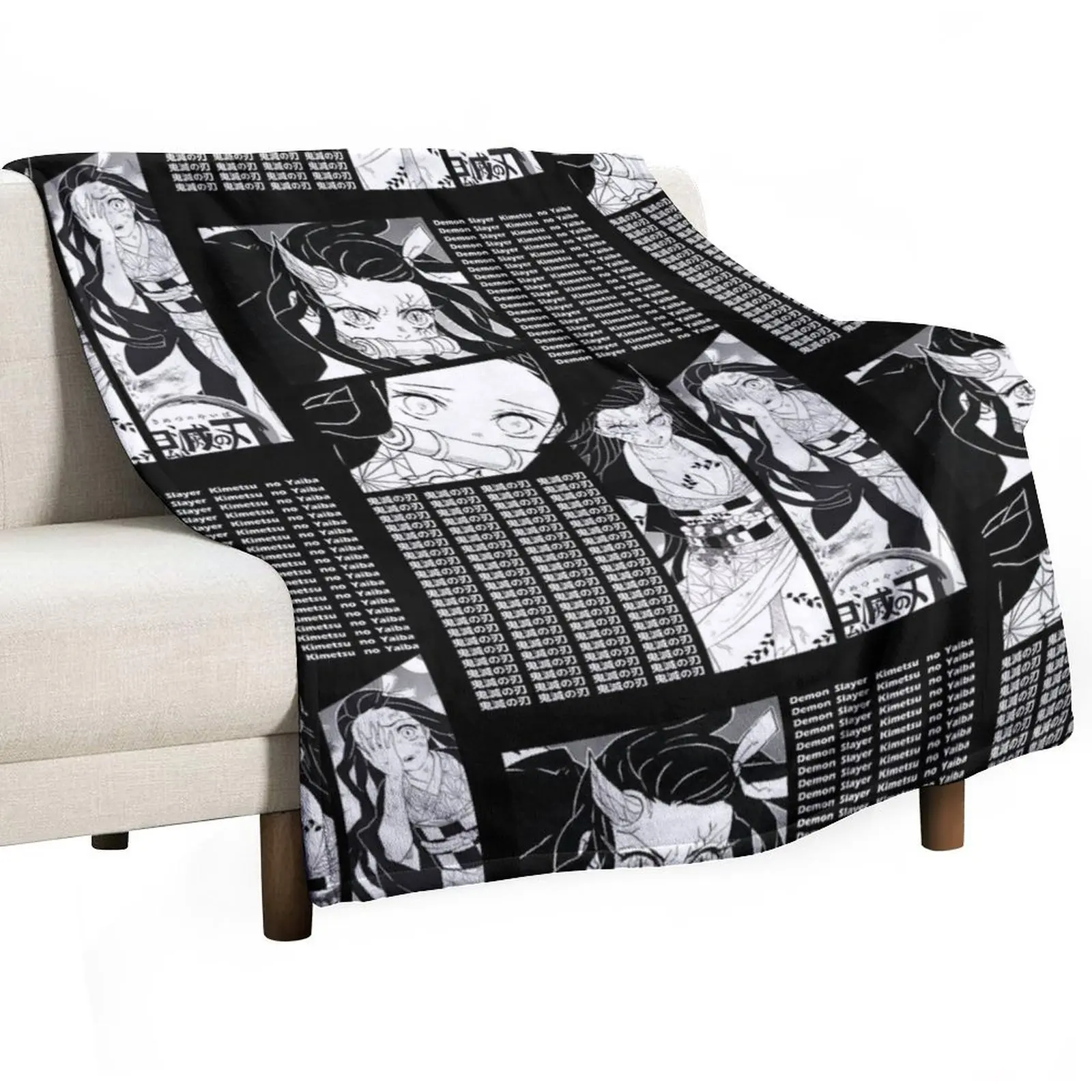 

Nezuko Kamado Manga Stripe Design Throw Blanket Thins For Sofa Thin Blankets