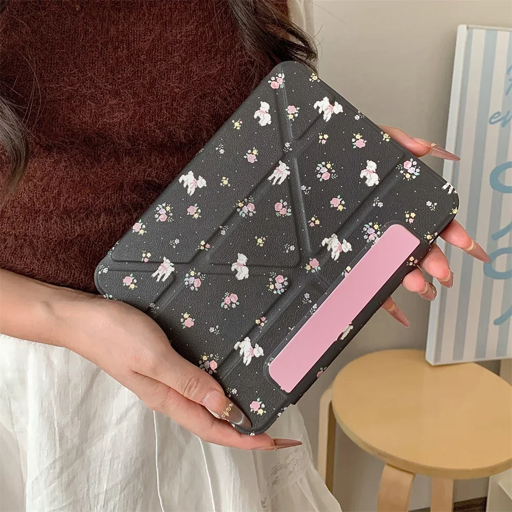 Cute Floral Magnetic Tablet Case for Apple iPad Air 2024 13 inch Pro 12.9 inch Air 5/4 10.9 10th Pad 7/8/9 10.2 inches 11 Cover