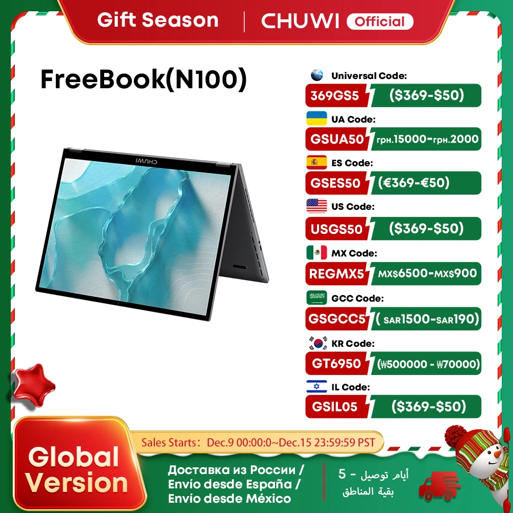 CHUWI FreeBook Laptop Tablet PC 13.5 Inch FHD Touch Screen Windows 11 Intel N100/i3-1215U Quad Core 12GB LPDDR5 512G SSD WIFI6